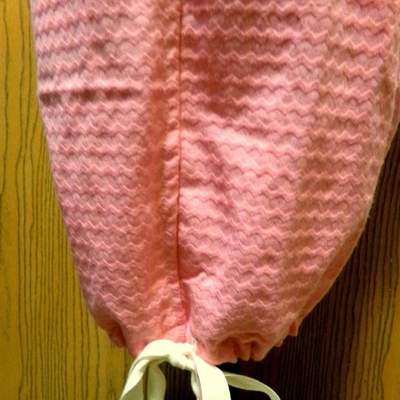 NEW RIP Stop Denim Capris sz 12 Pink patterned Casual pants Drawstring waist - Picture 14 of 14